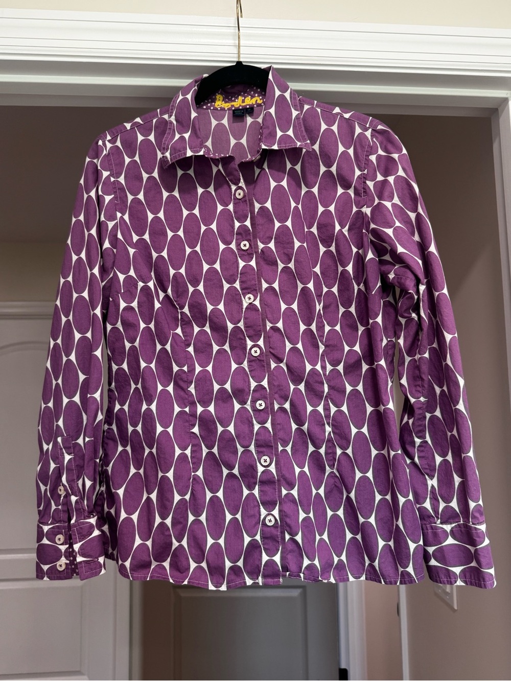 Boden Purple Geometric Print Long-Sleeve Shirt